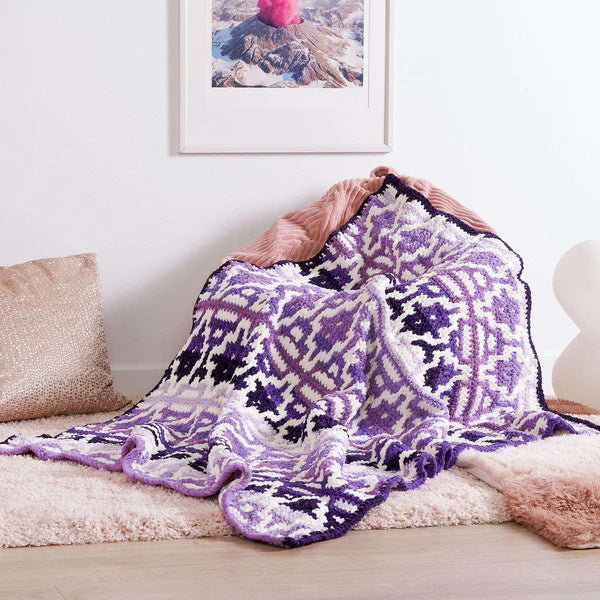 Free Bernat Mosaic Ombre Crochet Blanket Pattern