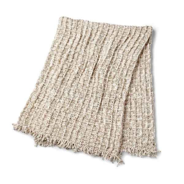 Free Waffle Fringe Crochet Blanket Pattern