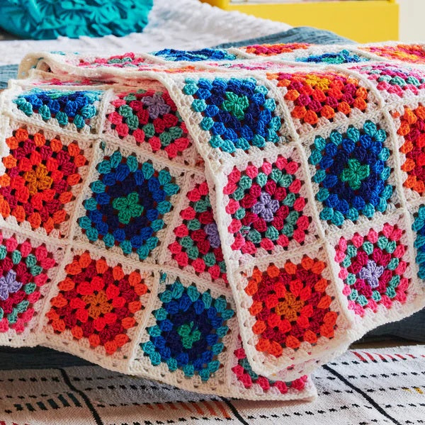 Free Spectrum Dreams Crochet Granny Square Blanket Pattern
