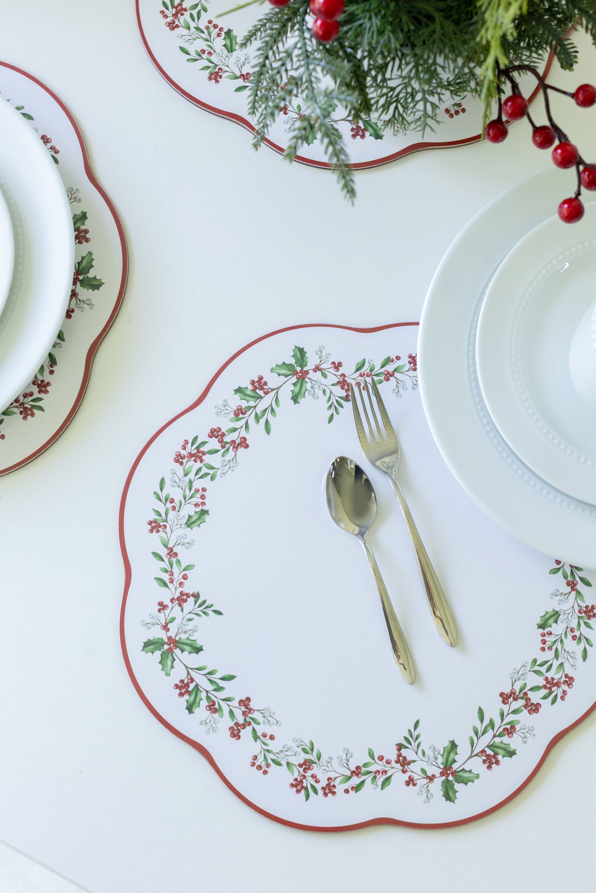 Holly Wreath Cork Placemats