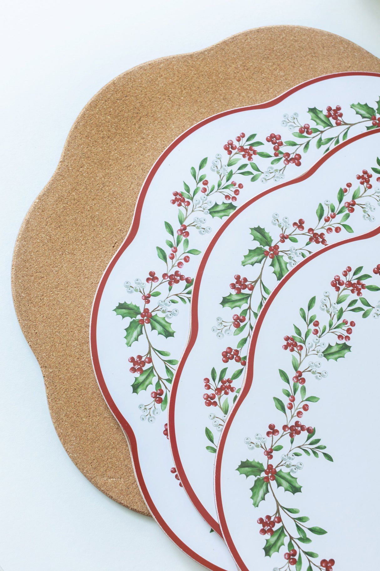 Holly Wreath Cork Placemats