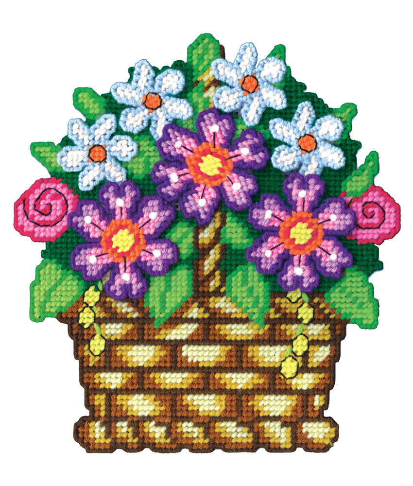Flower Basket Plastic Canvas Wall Hanging Kit