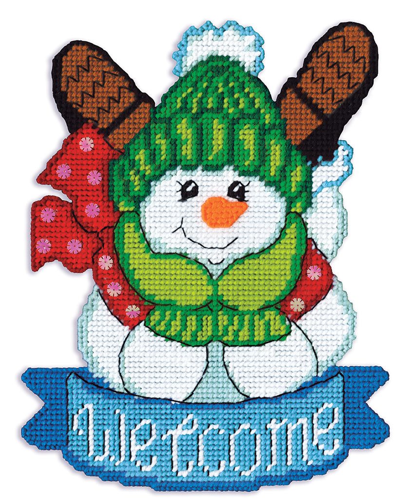 Welcome Snowman Plastic Canvas Wall Hanging Kit