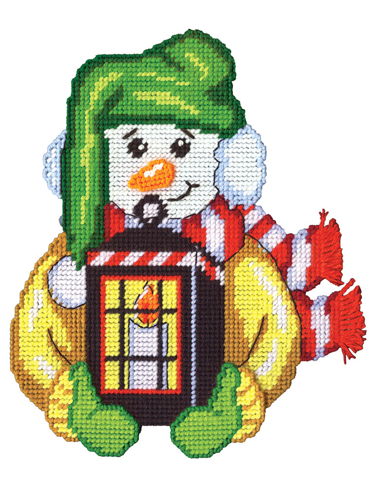 Snowman with Lantern Plastic Canvas Kit