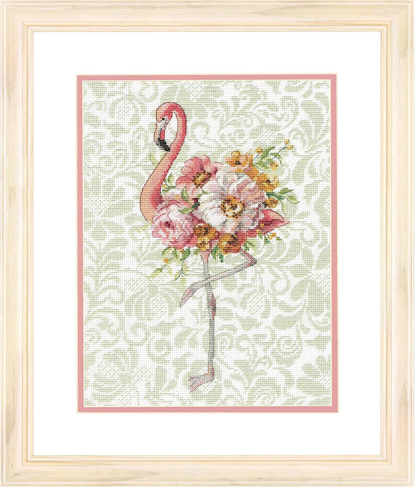 Floral Flamingo Counted Cross Stitch Kit
