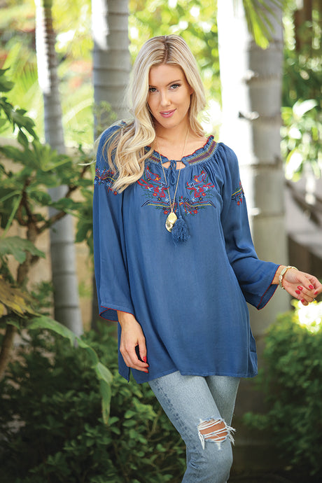 Long Sleeve Embroidered Tunics