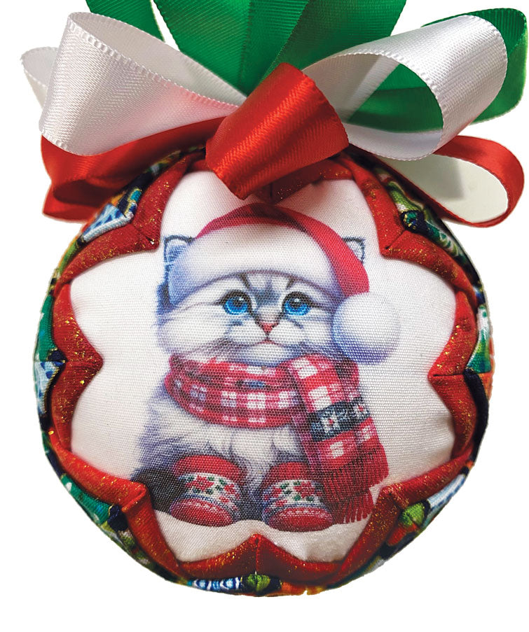 Christmas Kitty Quilted Ornament