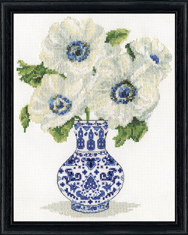 White Anemones Counted Cross Stitch Kit Mary Maxim Ltd