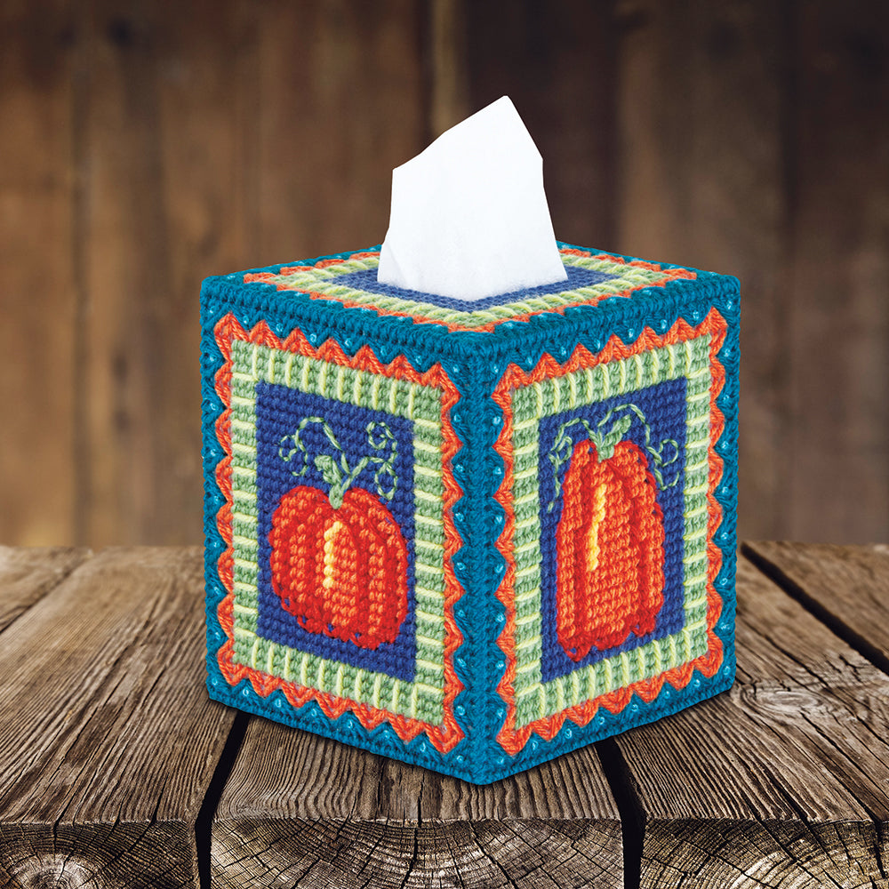 Pumpkin Patch Tissue Box Cover Plastic Canvas Kit