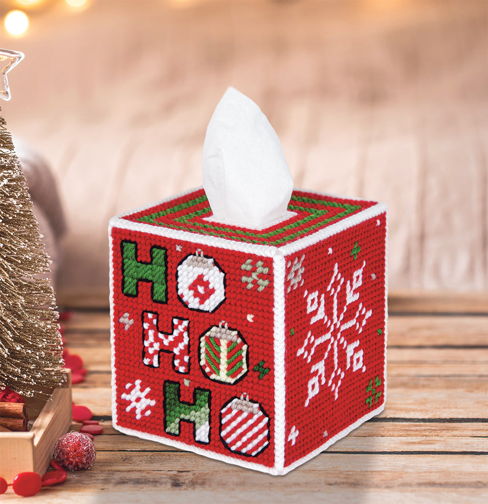 Ho Ho Ho Tissue Box Cover Plastic Canvas Kit