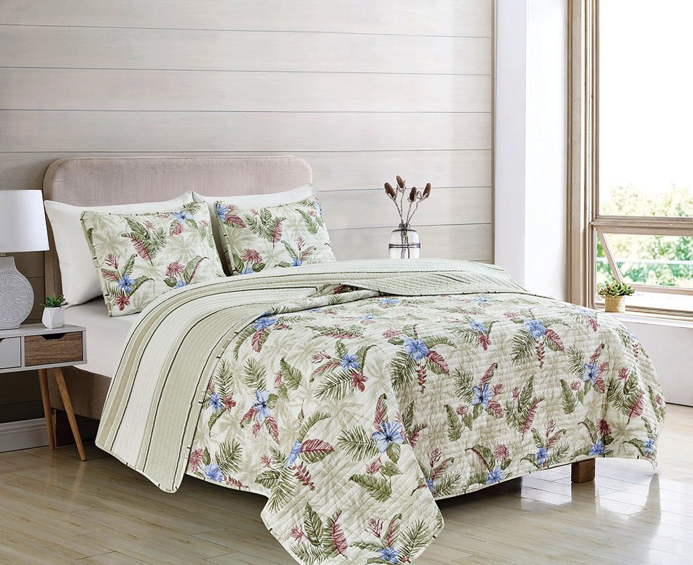 Mendocino Tropical Floral Reversible Quilt Set