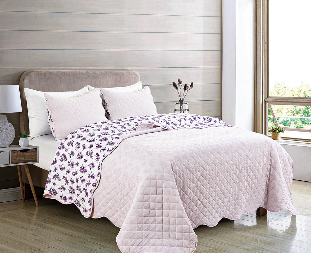 Sandie Springs Petals Lavender Reversible Quilt Set