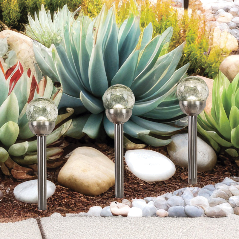 Solar Crackle Glass Globe Stakes