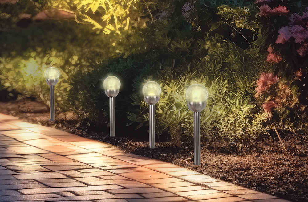Solar Crackle Glass Globe Stakes