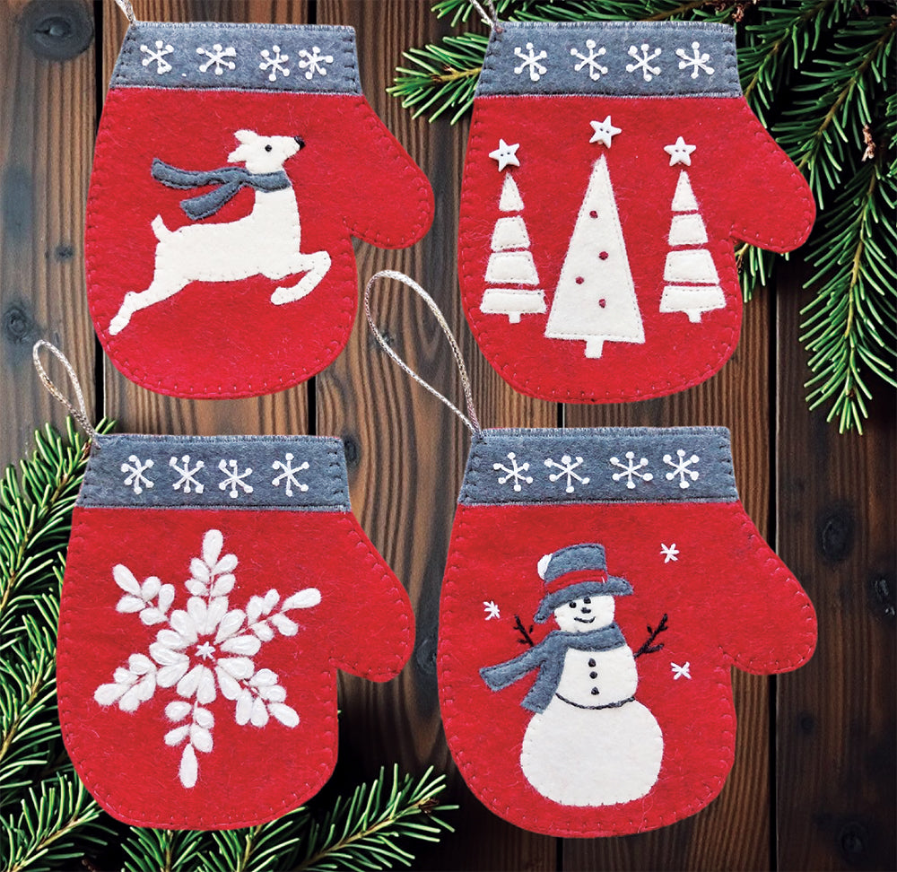 Winter Mittens Felt Ornaments Kit