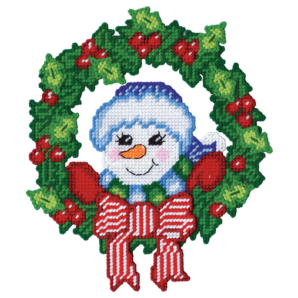 Snowman Wreath Plastic Canvas Kit