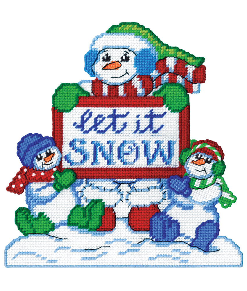 Let It Snow Plastic Canvas Wall Hanging