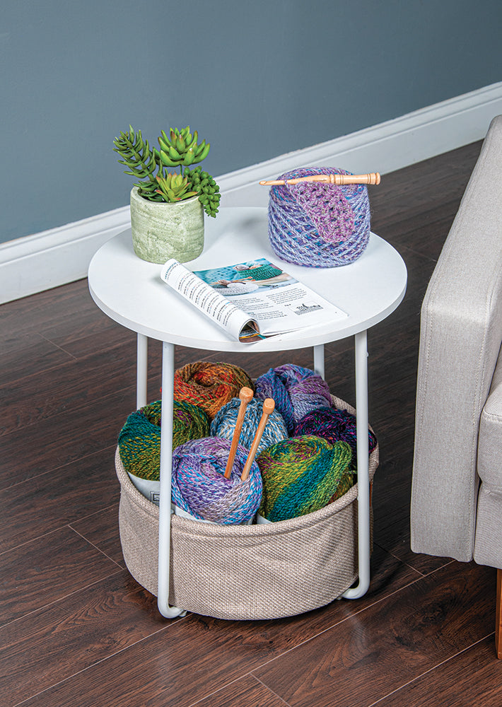 White Small Round Side End Table