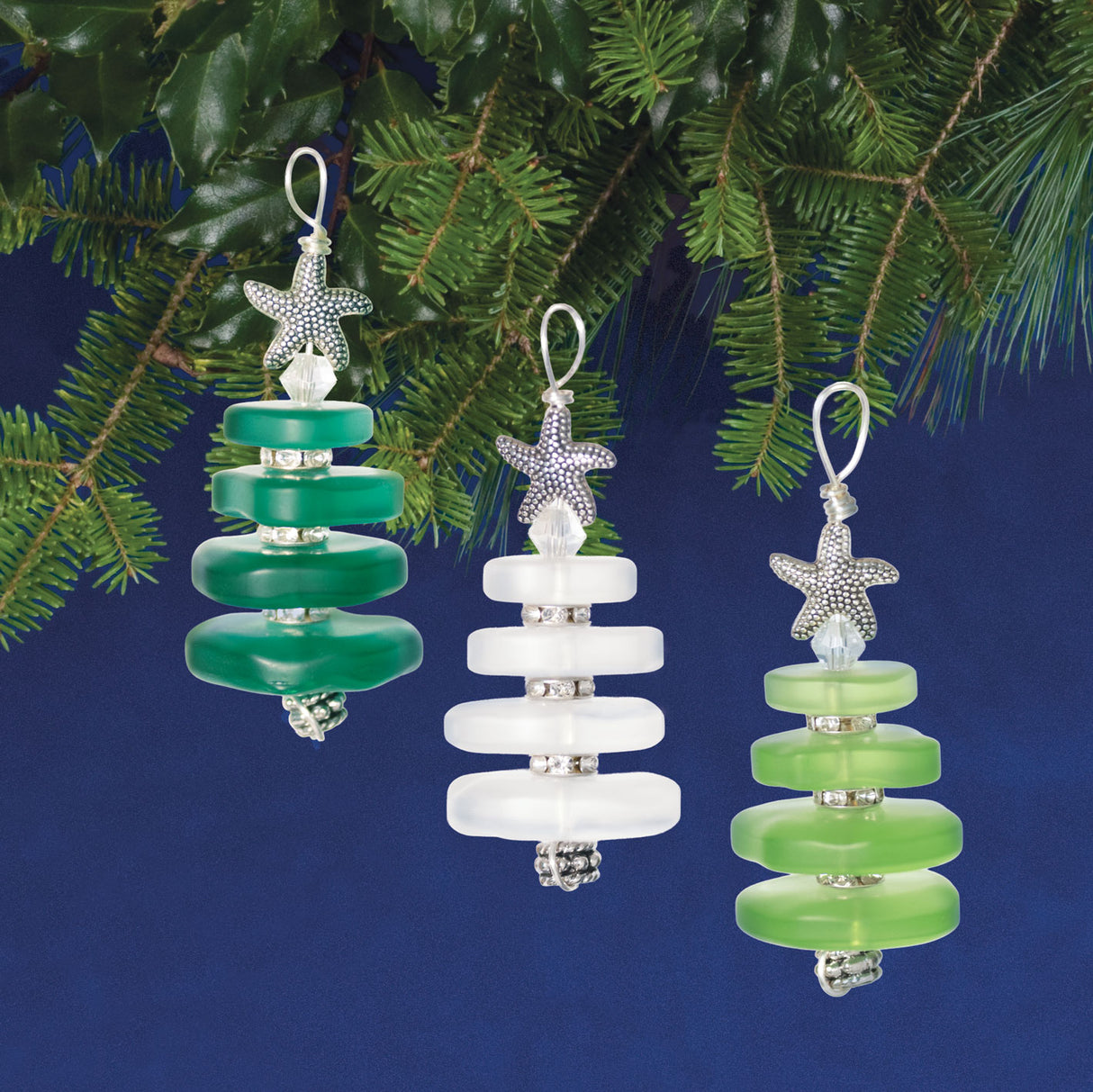 Sea Glass Stacked Christmas Tree Ornaments Kit