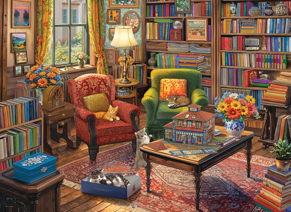 Books, Cats & Puzzles Jigsaw Puzzle