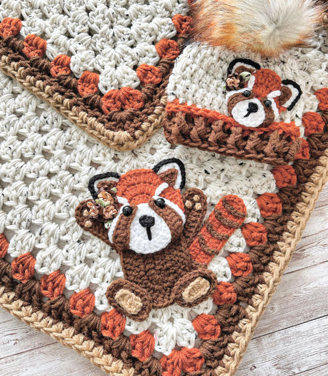 Puddles the Red Panda Baby Blanket & Hat Ensemble