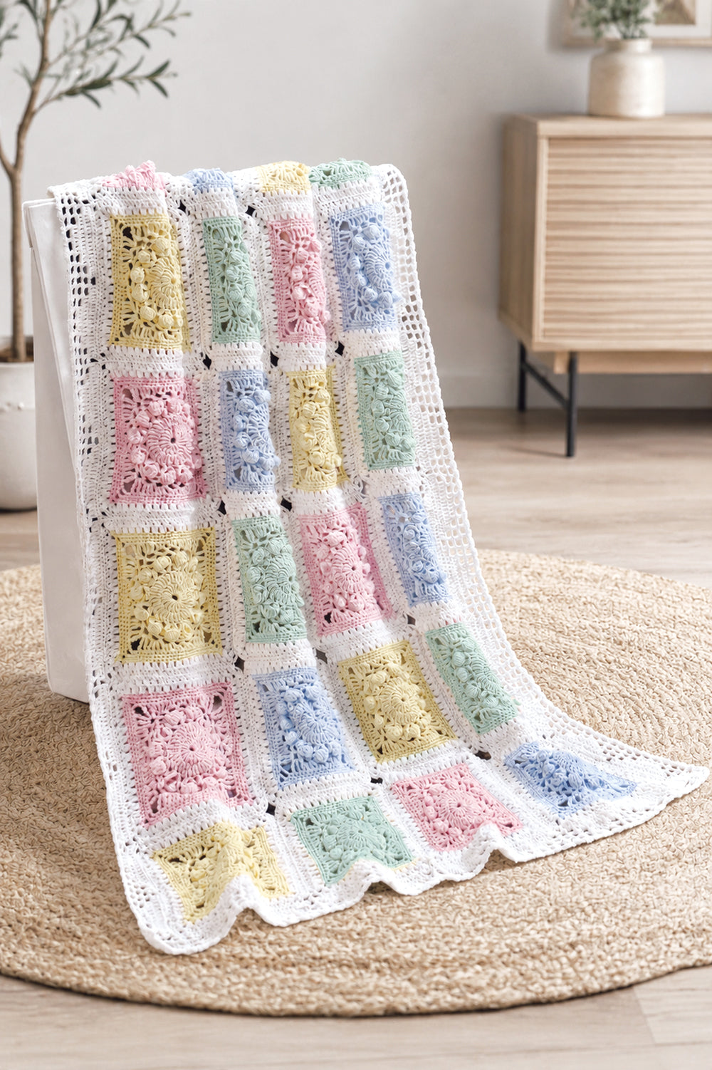 Baby Rainbow Motif Crochet Blanket
