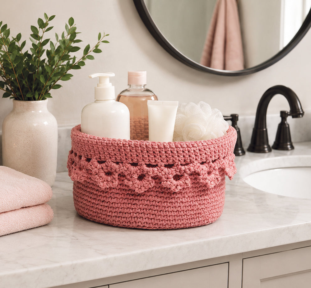 Floral Edge Crochet Basket Kit
