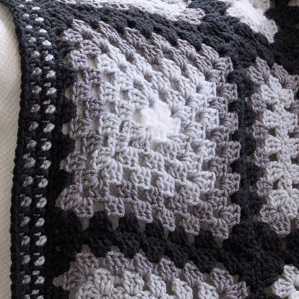 Black & Grey Geometric Afghan