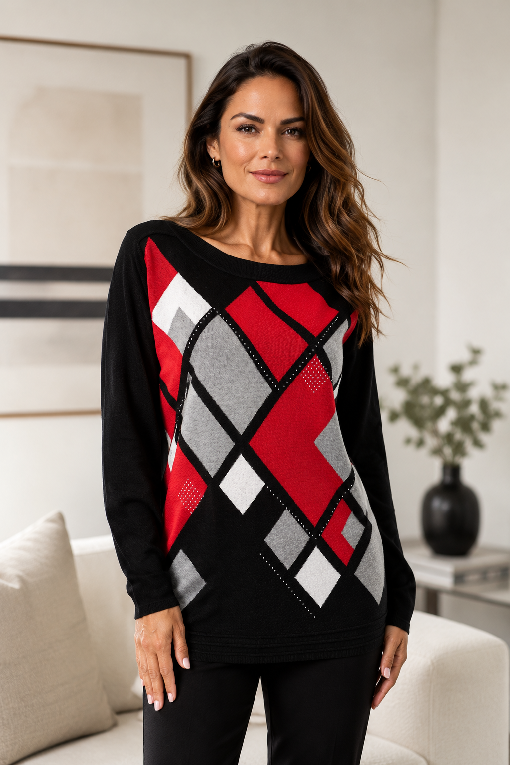 Black & Red Argyle Sweater