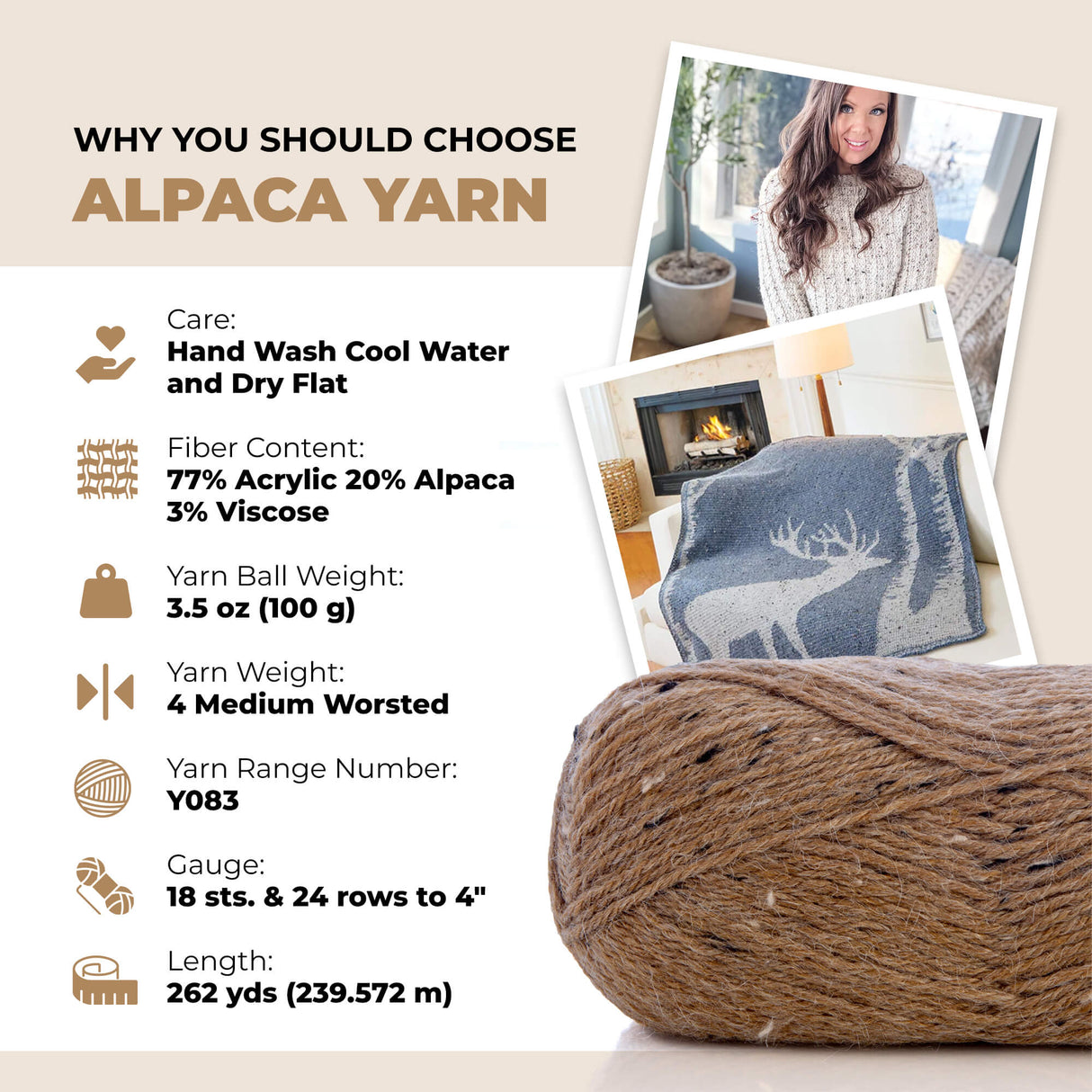 Mary Maxim Natural Alpaca Tweed