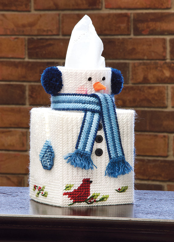 Snowman Tissue Box Cover Plastic Canvas Kit