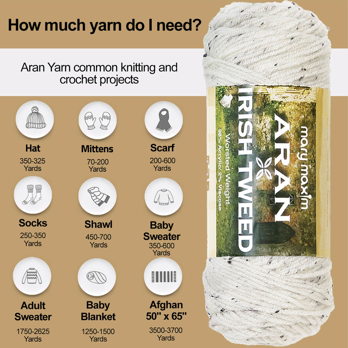 Mary Maxim Aran Irish Tweed Yarn