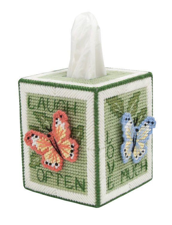 Kit de toile en plastique pour couvercle de boîte à mouchoirs papillon