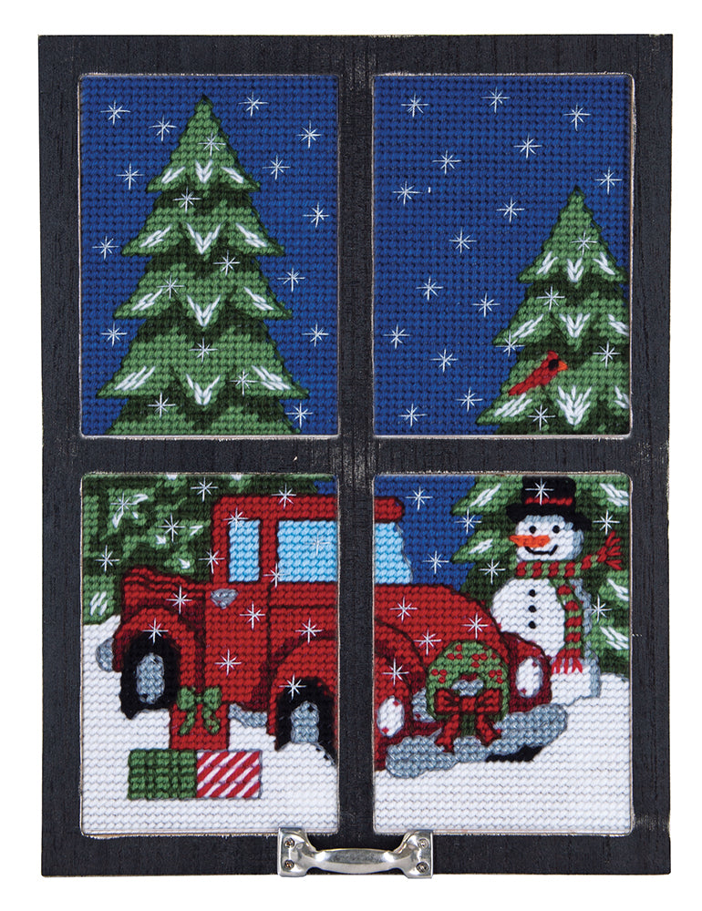 Winter Days Black Window Frame Plastic Canvas Kit