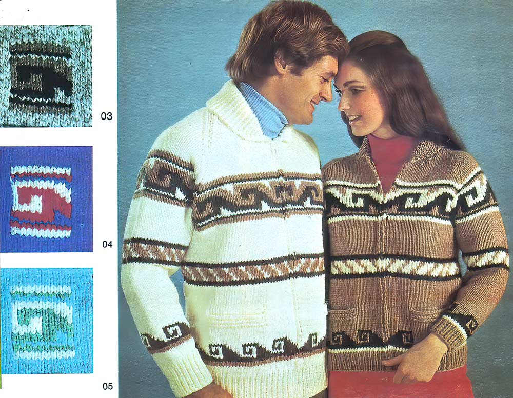 Men's or Ladies' Grecian Scroll Cardigan Pattern