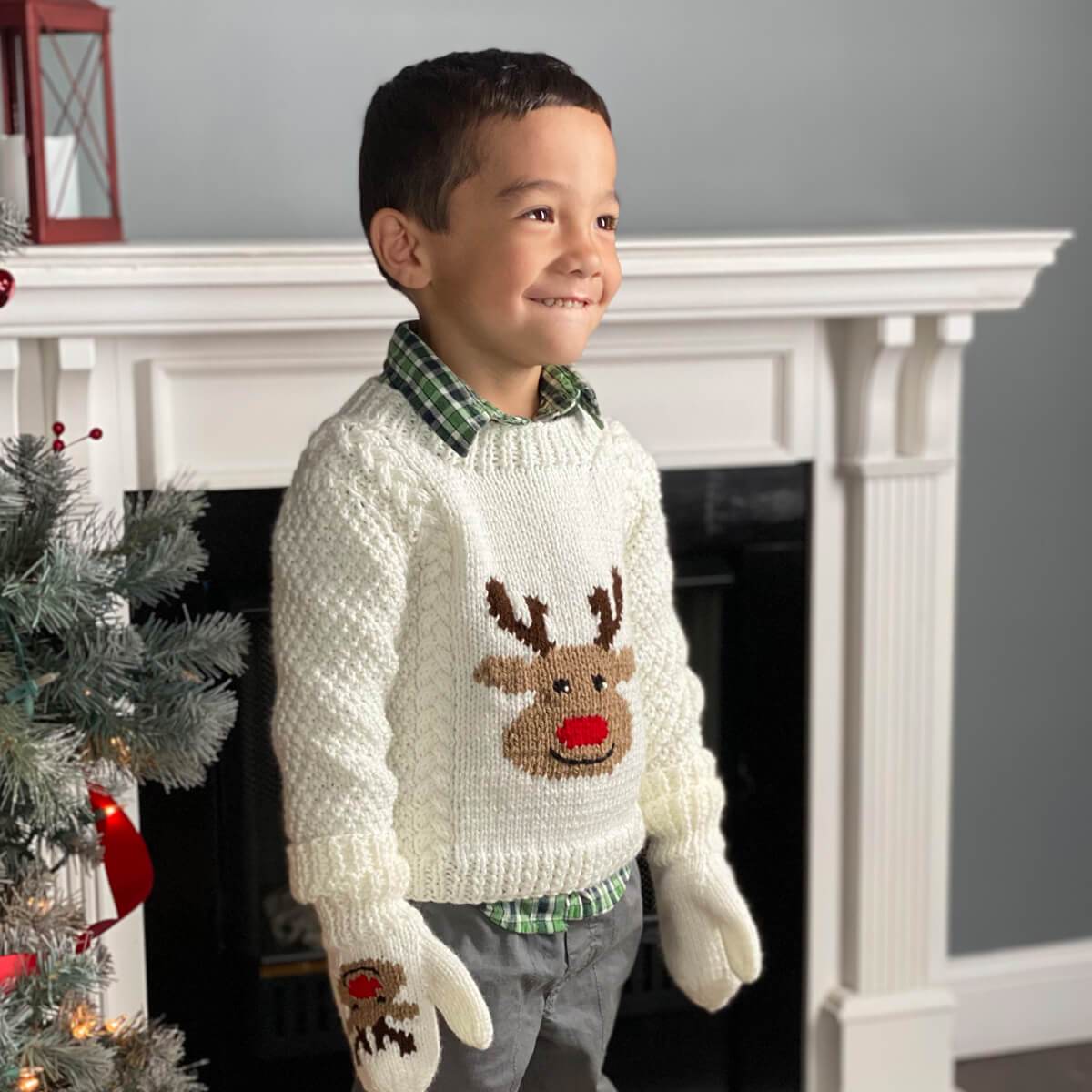 Reindeer Pullover & Mitts