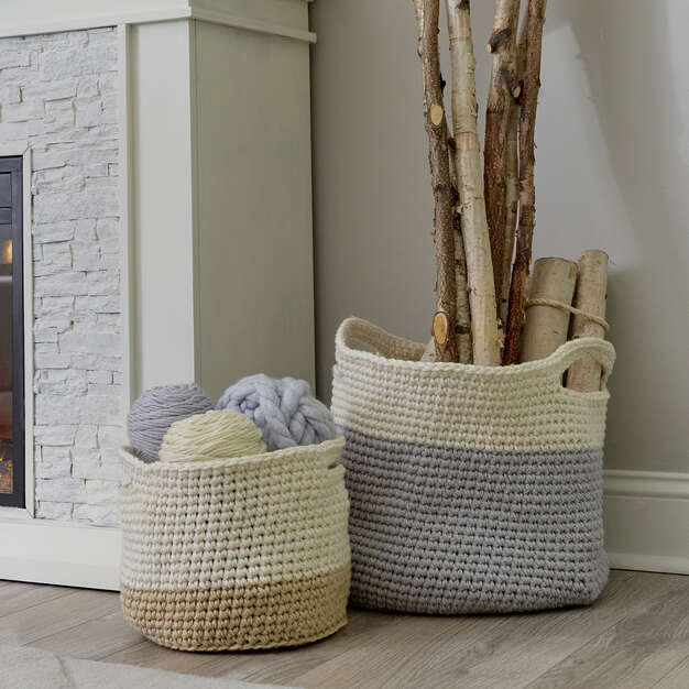 Free Charming Color-Block Baskets Crochet Pattern