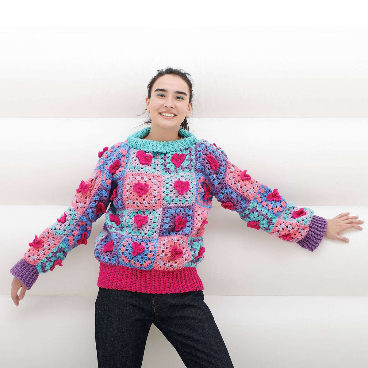 Reclaimed Vintage - Chouchou en maille au crochet - Blanc et rouge | ASOS