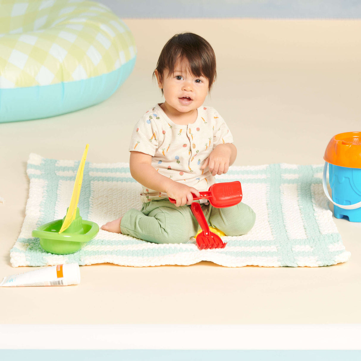 Free Crochet Plaid Baby Picnic Blanket Pattern