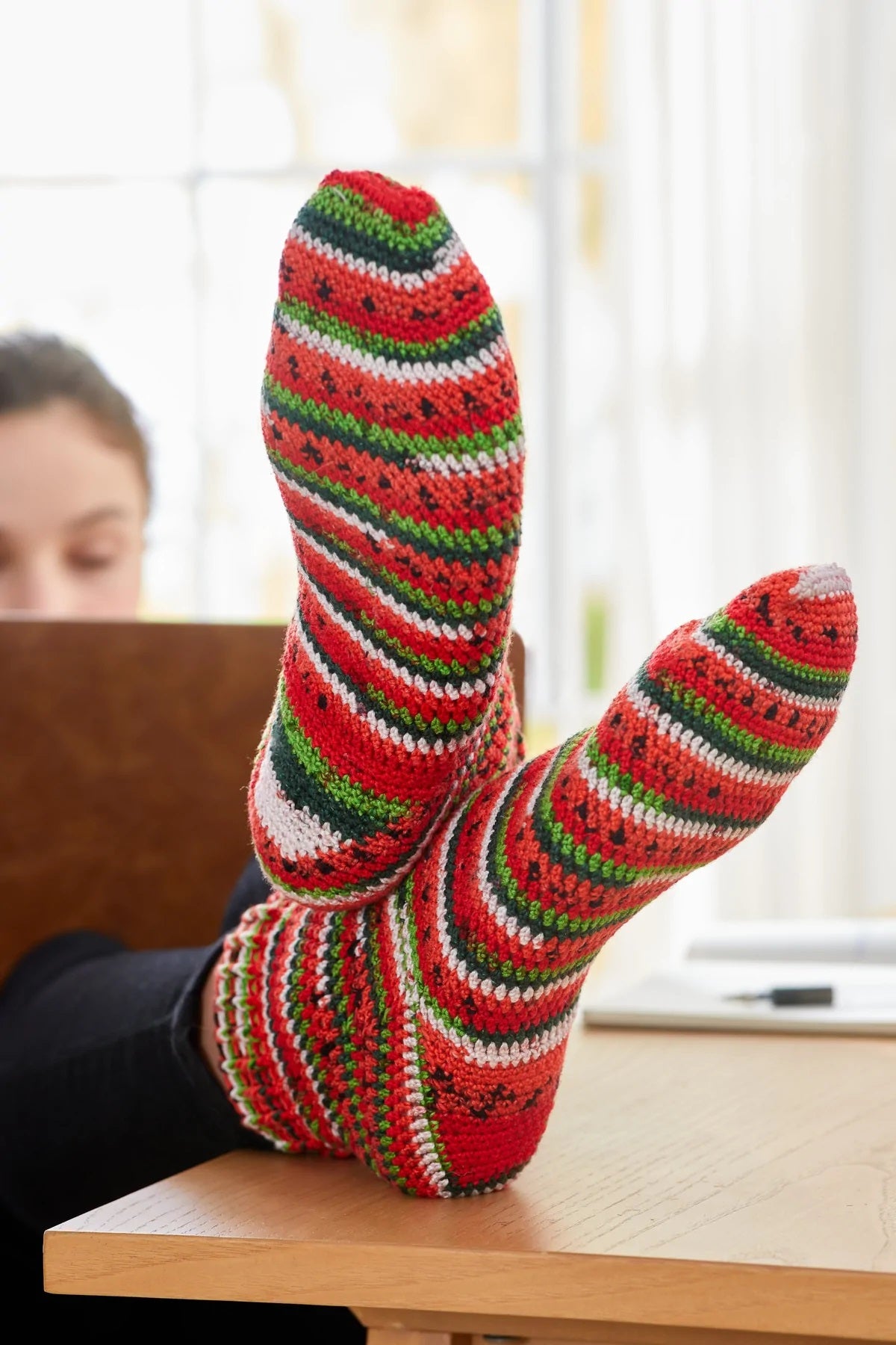 Free Watermelon Crochet Socks Pattern