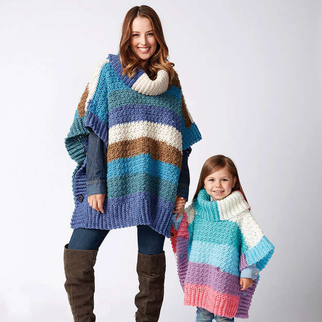 Modèle gratuit de ponchos au crochet Maman et moi