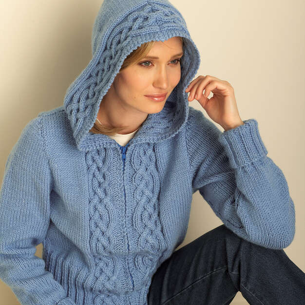 Free Cozy Cable Hooded Knit Cardigan Pattern