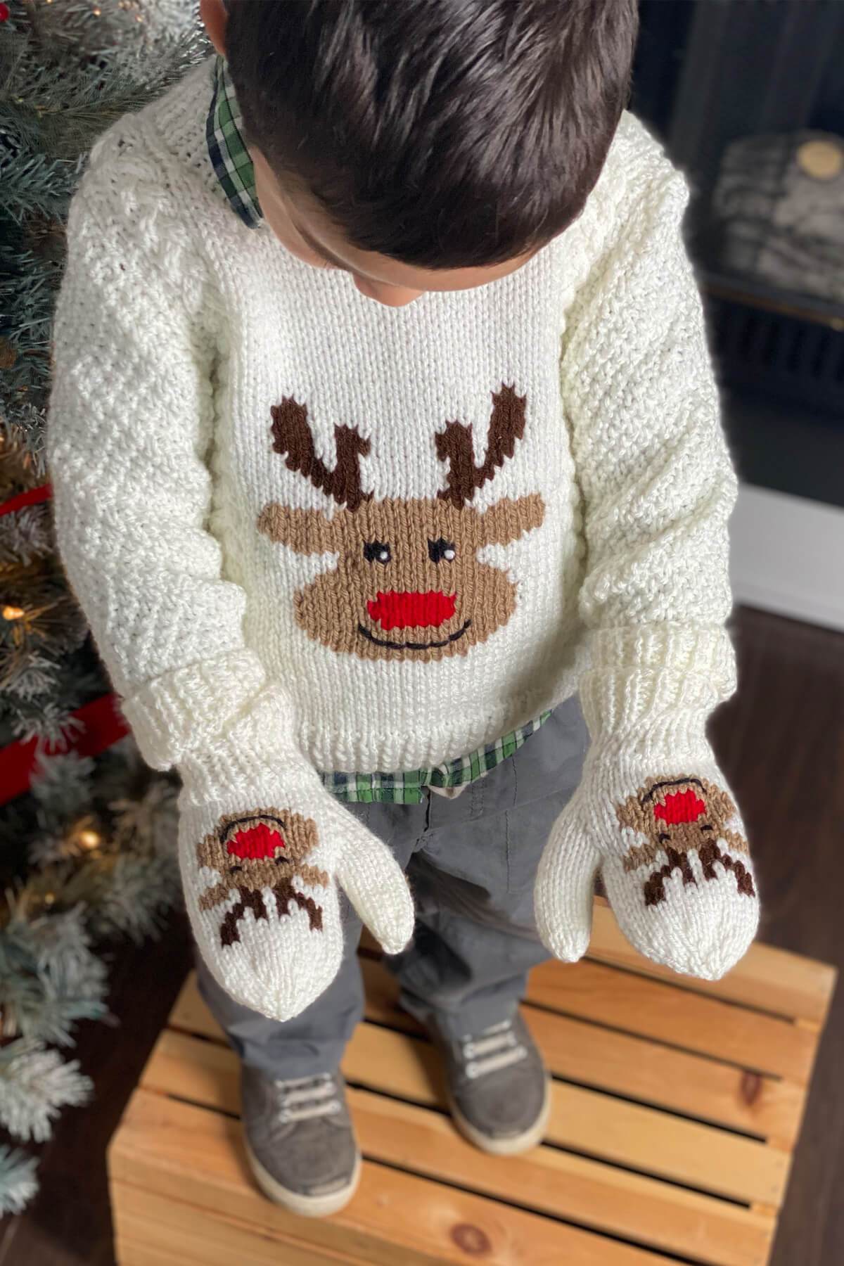 Reindeer Pullover & Mitts