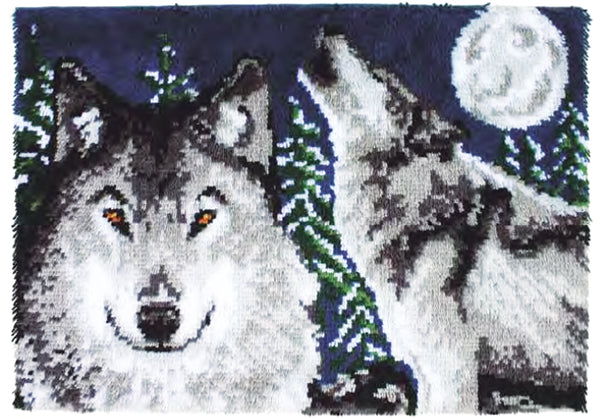 Midnight Wolves Latch Hook Rug Kit