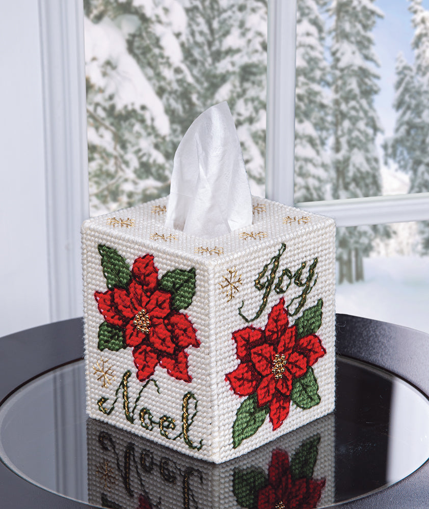 Poinsettia Tissue Box Cover Plastic Canvas Kit