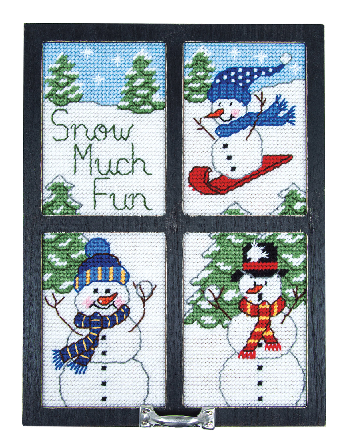 Snow Much Fun Black Window Frame Plastic Canvas Kit