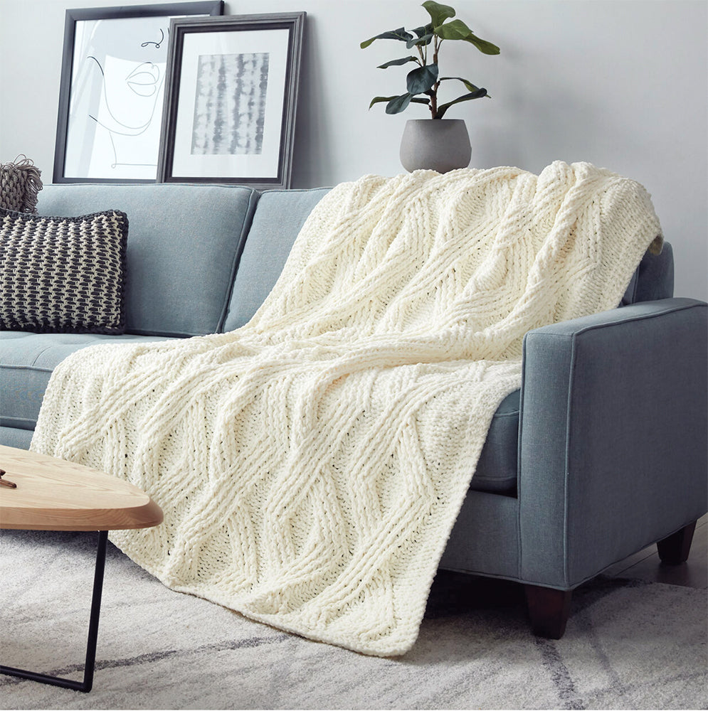 Twisted Stitch Knit Blanket