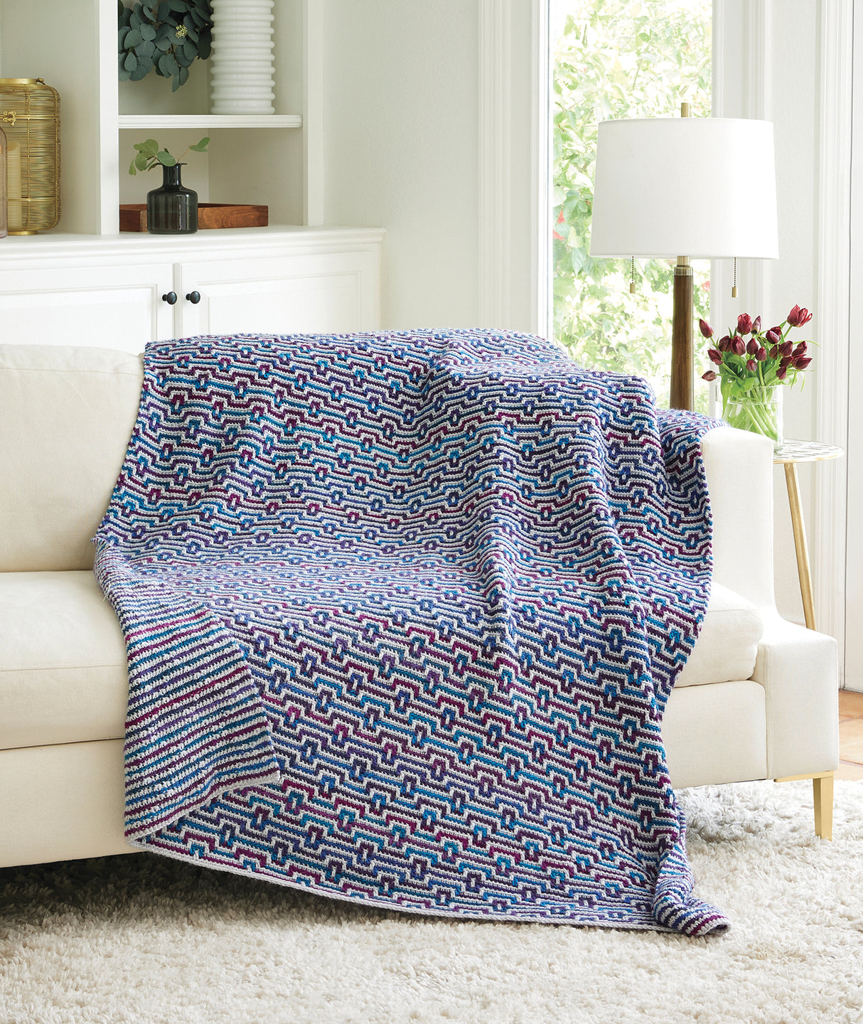 Jeté mosaïque en forme de trou de serrure en diagonale