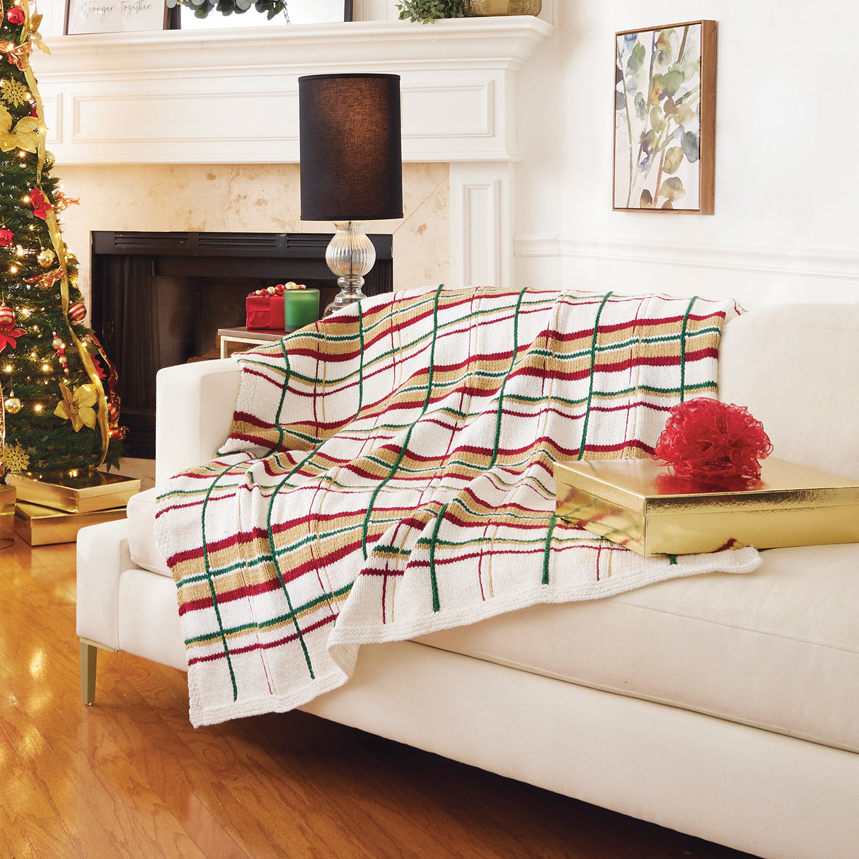 Knit Holiday Plaid Blanket
