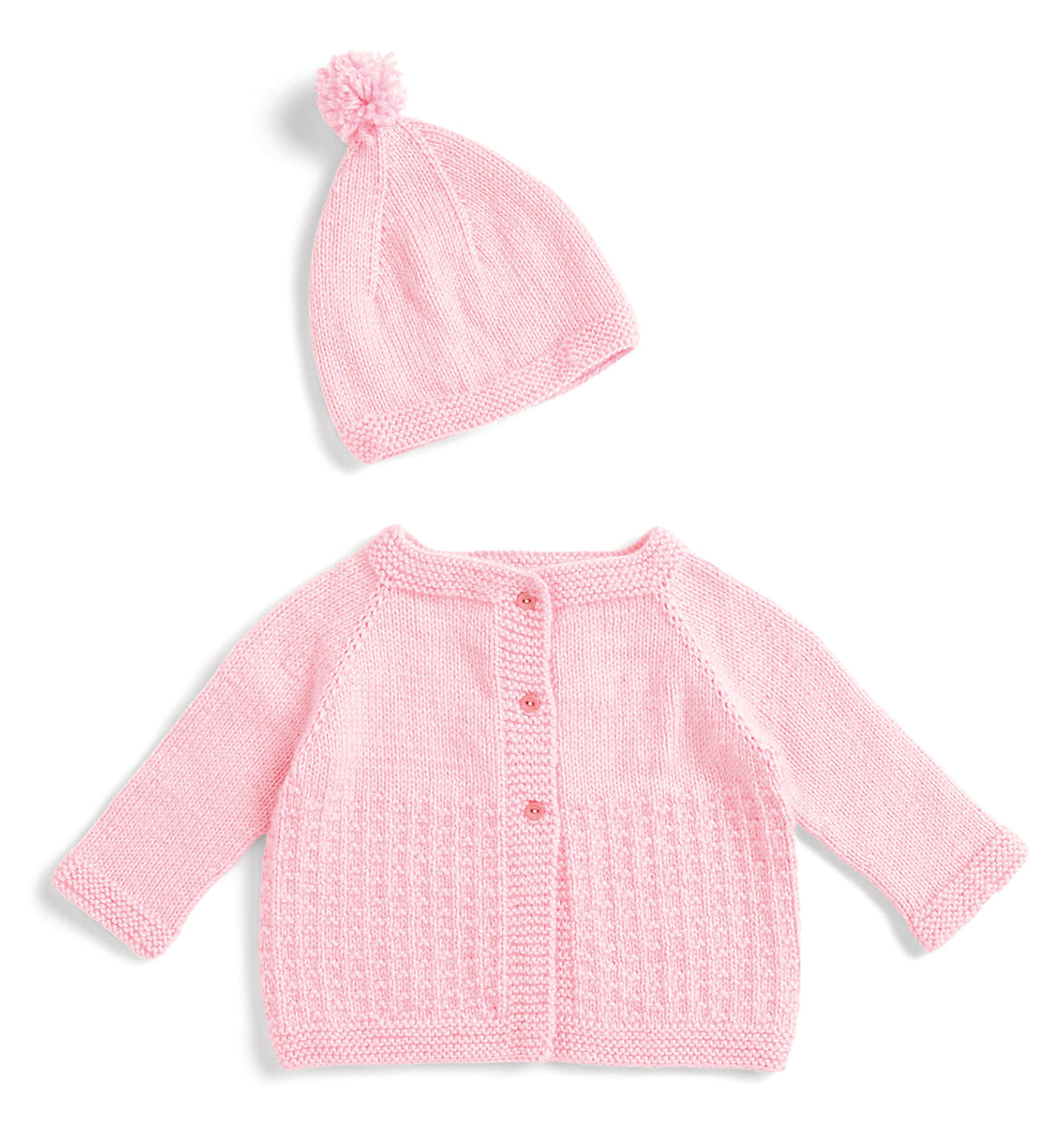 Knit Yoke Baby Cardigan & Hat